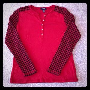 EUC Chaps Buffalo Plaid Sleeve Shirt